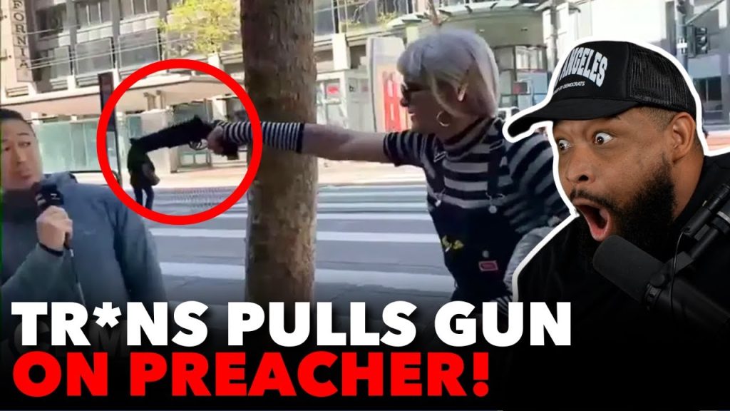 ANGRY Tr*ns PULLS GUN on Street Preacher