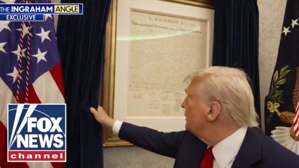 Trump hangs Declaration of Independence in Oval Office: ‘Never been up’ before